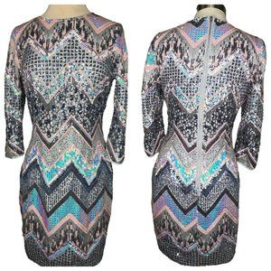 George Davies women’s Party dress size 12 sequence sheath knee round neck zipper